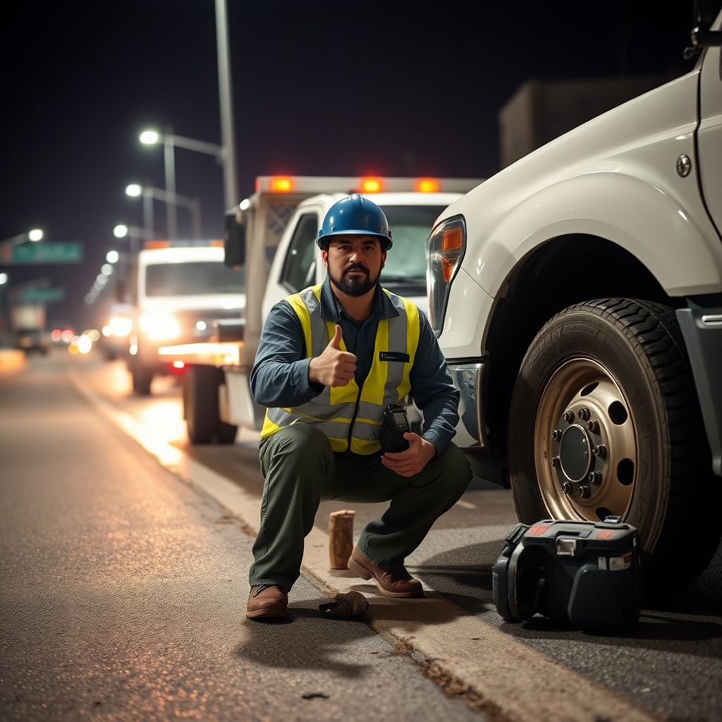 A Snappy Towing technician providing a battery jump start to a car on a Hapeville residential street.